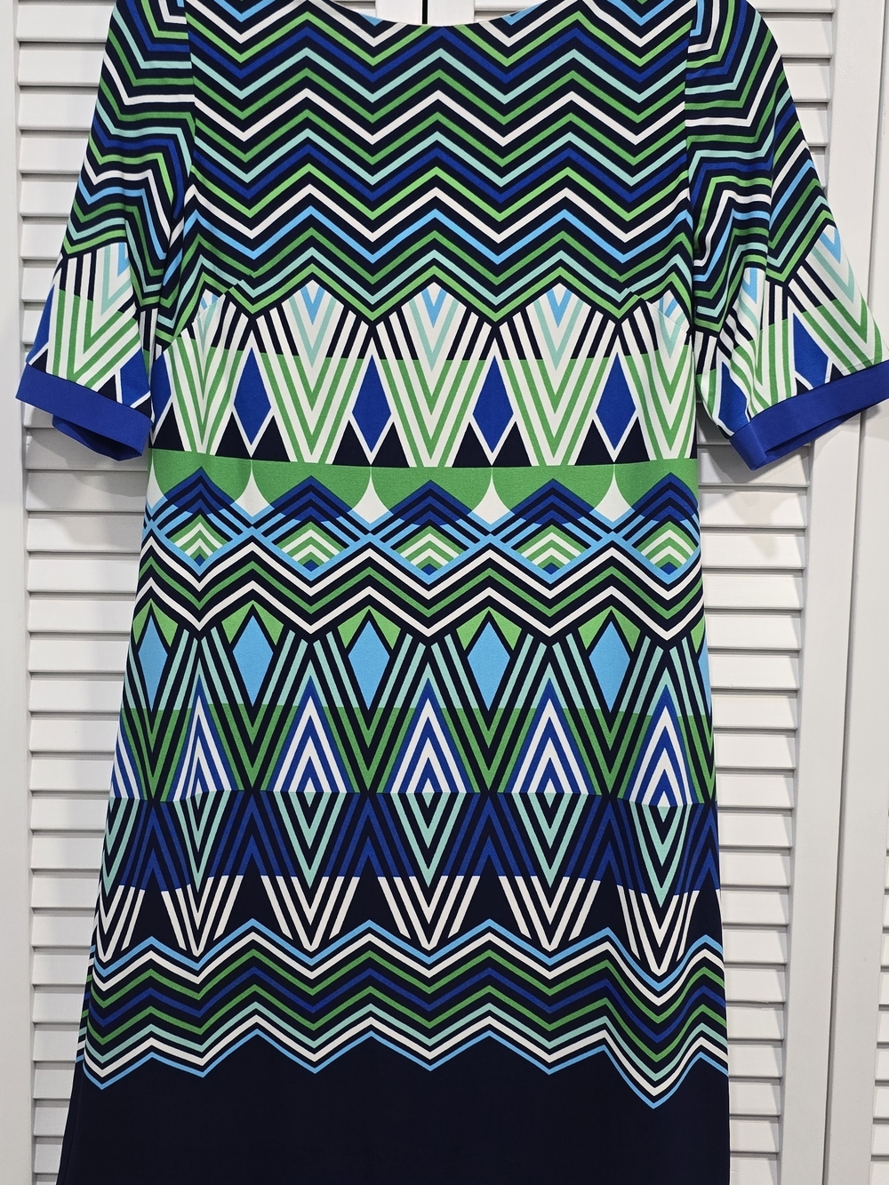 Eliza J Blue & Green Geometric Midi Dress